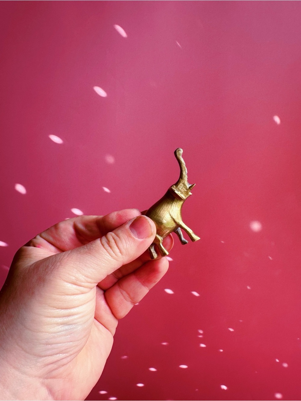 Mini Brass Elephant Sculpture Figurine Trinket - Gold